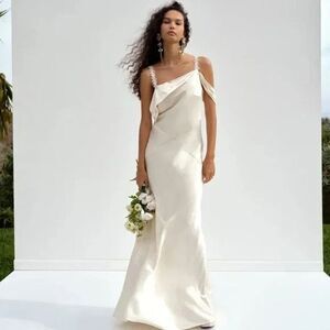 For Love & Lemons Bridal Dress M Pearl Wedding Engagement Party Ceremony Cream